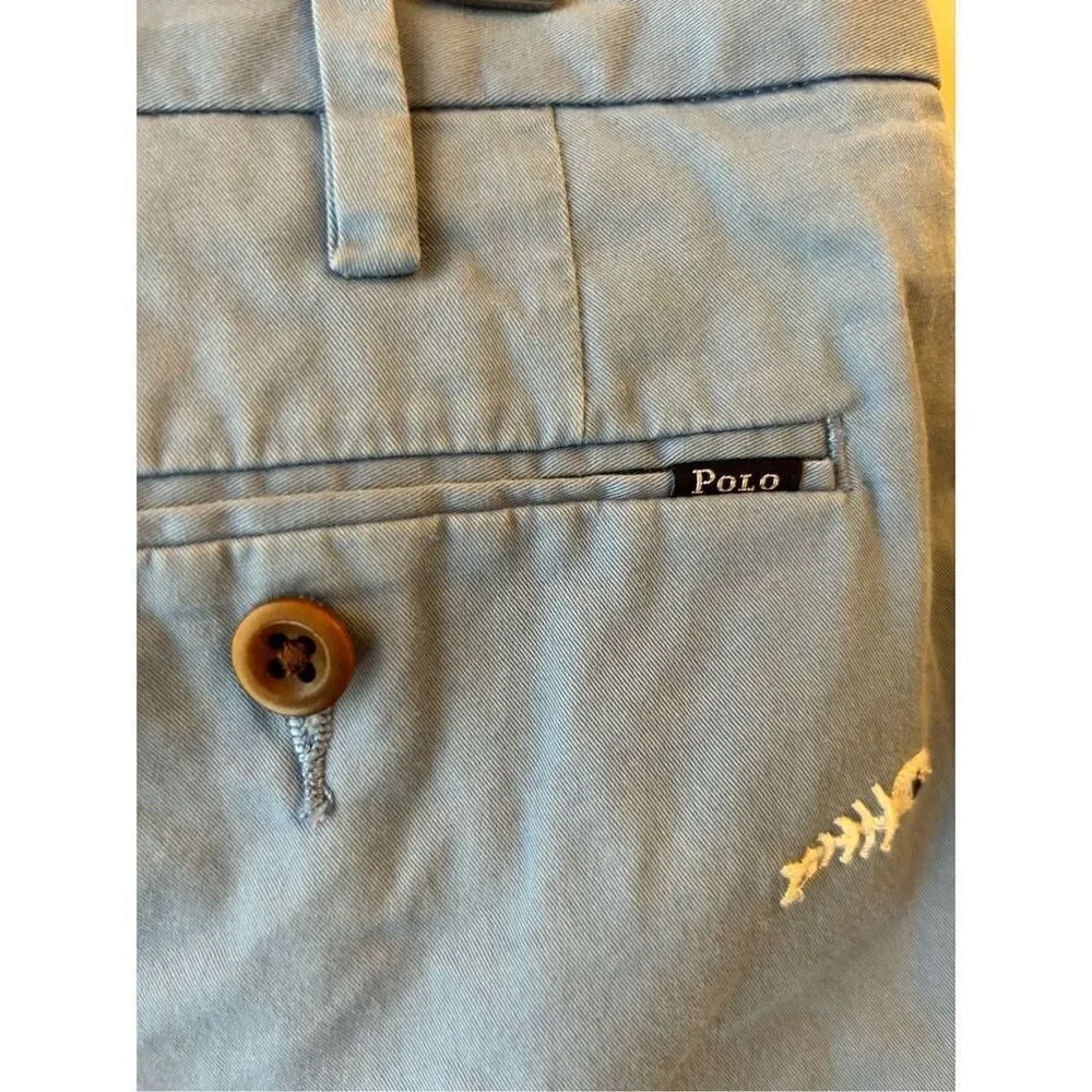 Polo Ralph Lauren Mens Stretch Classic Fit Chino Shorts 31 Embroidery Fish